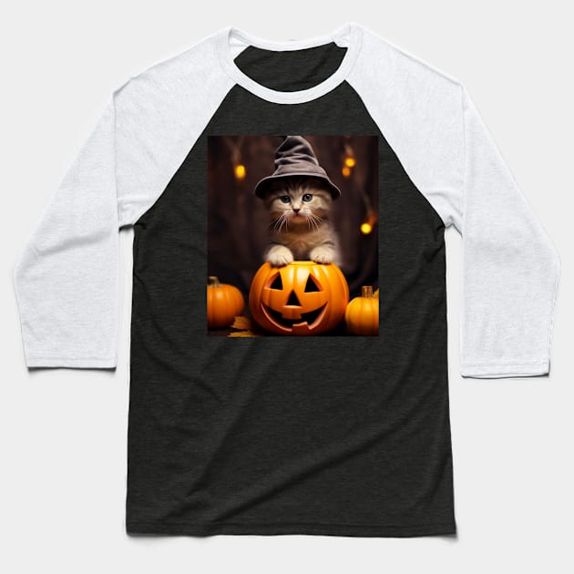 Spellbound Whiskerling Baseball T-Shirt by vk09design